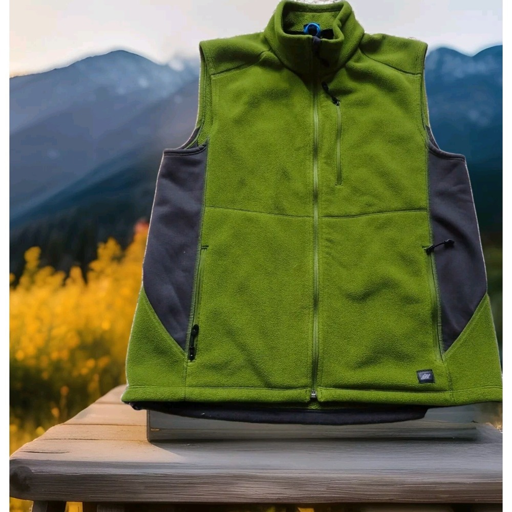 Eastern Mountain Sports Fleece Vest Mens Large Green Excellent Polartec Wind Pro